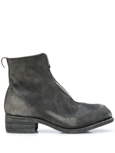 Guidi Distressed Ankle Boots In Black
