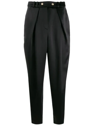 Balmain High-waisted Satin Trousers In Black