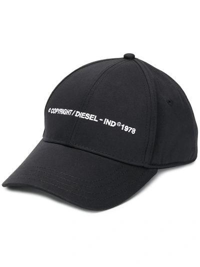 Diesel Copyright Logo Baseball Cap In Black