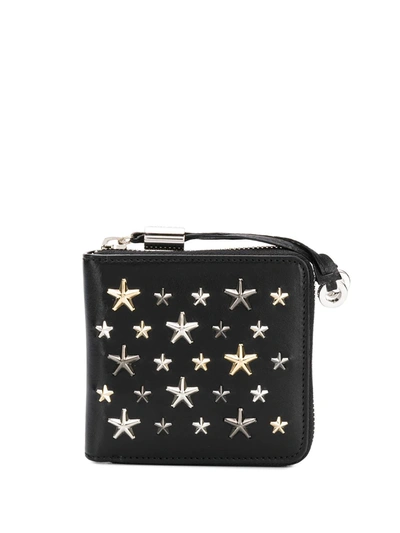 Jimmy Choo Tessa Star-studded Wallet In Black