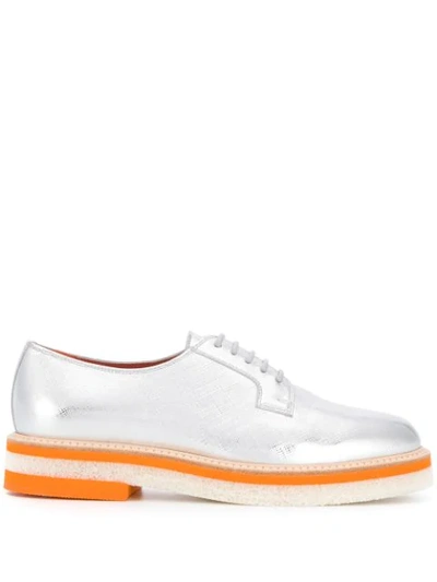 Santoni Lace-up Detail Shoes In Silver