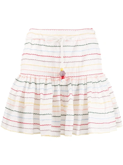 Zimmermann Zinnia Scallop Stripe Skirt In White