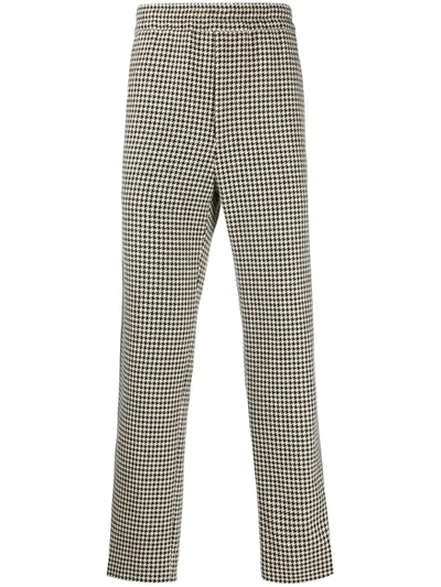 Gucci Gg Stripe Houndstooth Print Trousers In Neutrals