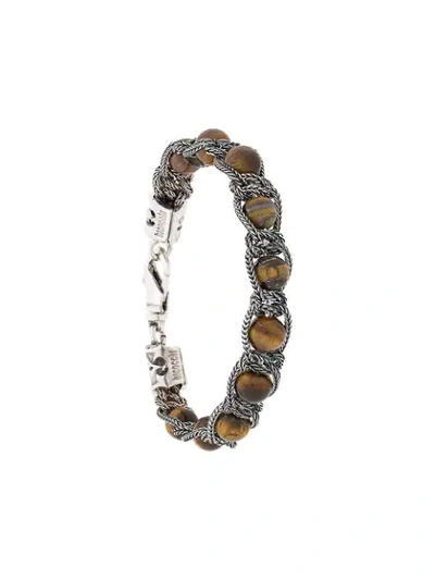 Emanuele Bicocchi Braided Bead Bracelet In Brown