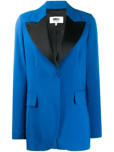 Mm6 Maison Margiela Satin-trimmed Wool Blazer In Blue