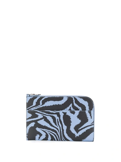 Ganni Zebra Print Curved Purse In Blue