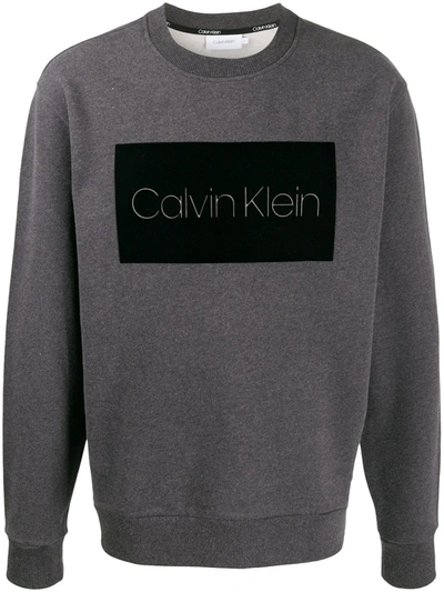 Calvin Klein Logo Patch Jumper In Grey