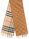 Burberry Vintage Check Leather-trimmed Cashmere Scarf In 棕色