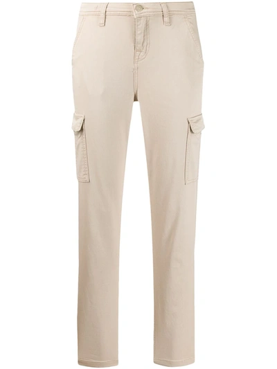 7 For All Mankind Cropped Slim-fit Trousers In Neutrals