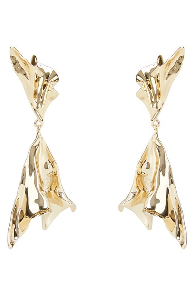 Alexis Bittar Asteria Nova Crumpled Metal Ruffle Drop Earrings In Gold