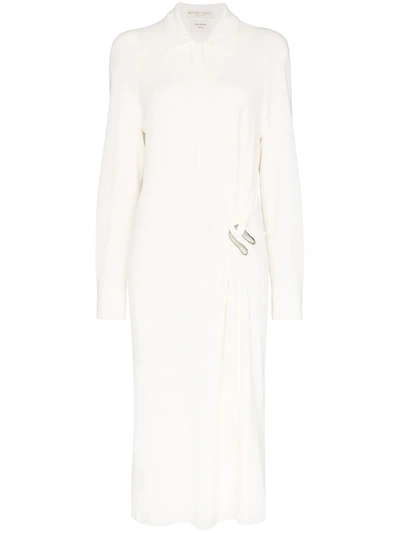 Bottega Veneta Brooch Detail Shirt Dress In White