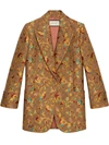 Gucci Gg Ramage Wool-silk Blazer Jacket In Brown
