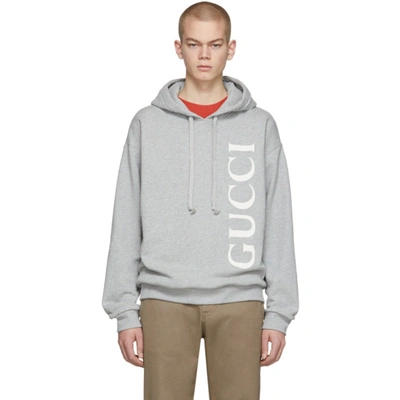 Gucci Logo Print Hoodie In Grau
