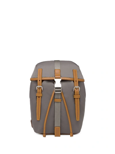 Prada Leather-trimmed Shoulder Bag In Grey