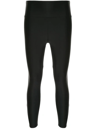 Lanston Sport Satin-trimmed Jersey Leggings In Black