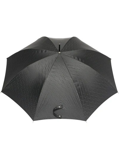 Burberry Logo-print Leather-handle Umbrella In Black