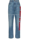 Gucci '80s Fit Denim Pant With "my Body My Choice" In Blue