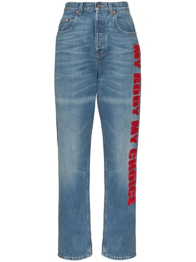 Gucci '80s Fit Denim Pant With "my Body My Choice" In Blue