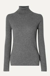 Alex Mill Ribbed Cotton And Wool-blend Turtleneck Sweater In Dark Gray