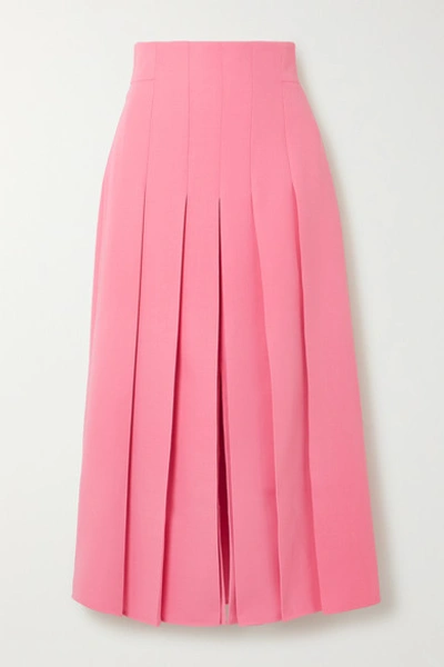 Akris Pleated Wool-blend Midi Skirt In Cherry Blossom