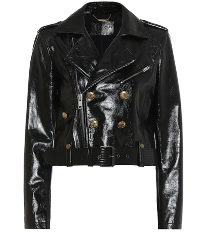 Givenchy Button-embellished Textured-leather Biker Jacket In Black