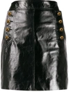 Givenchy Button-embellished Textured-leather Mini Skirt In Black