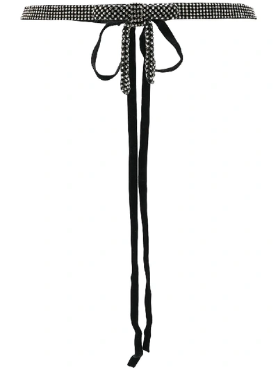 Loeffler Randall Delilah Crystal-embellished Grosgrain Belt In Black