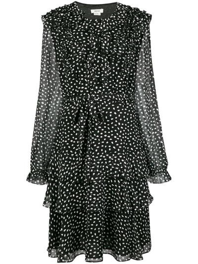 Jason Wu Belted Ruffled Polka-dot Silk-crepon Dress In Black