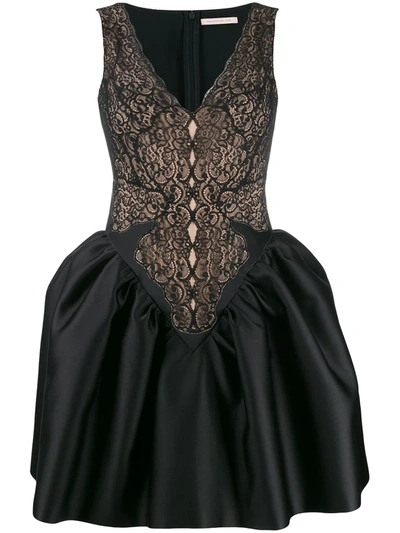 Christopher Kane Lace And Duchesse-satin Mini Dress In Black