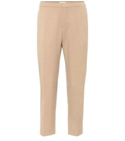 Chloé Cropped Stretch-wool Pants In Beige