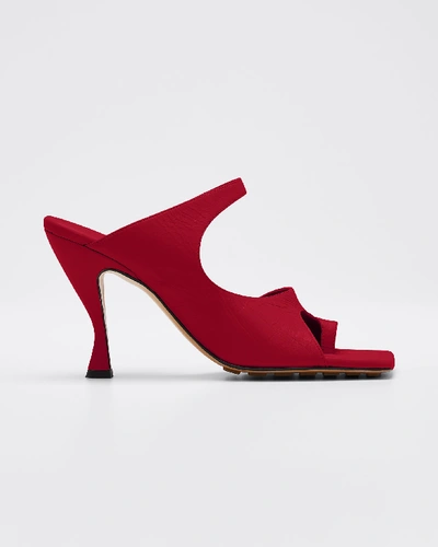 Bottega Veneta Crunch Lux Open-square Mule Sandals In Red