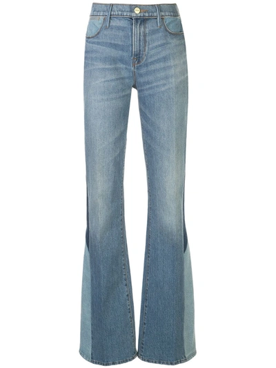 Frame Le High Flare Diagonal Block Jeans In Blue