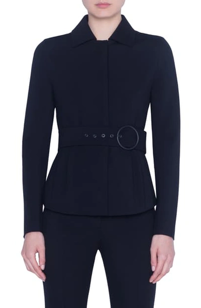 Akris Punto Jersey-collar Parka Jacket In Black