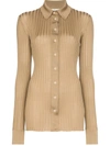 Bottega Veneta Light Weight Silk Rib Sweater In Brown