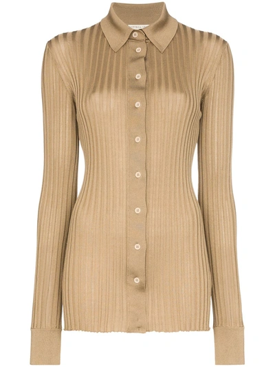 Bottega Veneta Light Weight Silk Rib Sweater In Beige