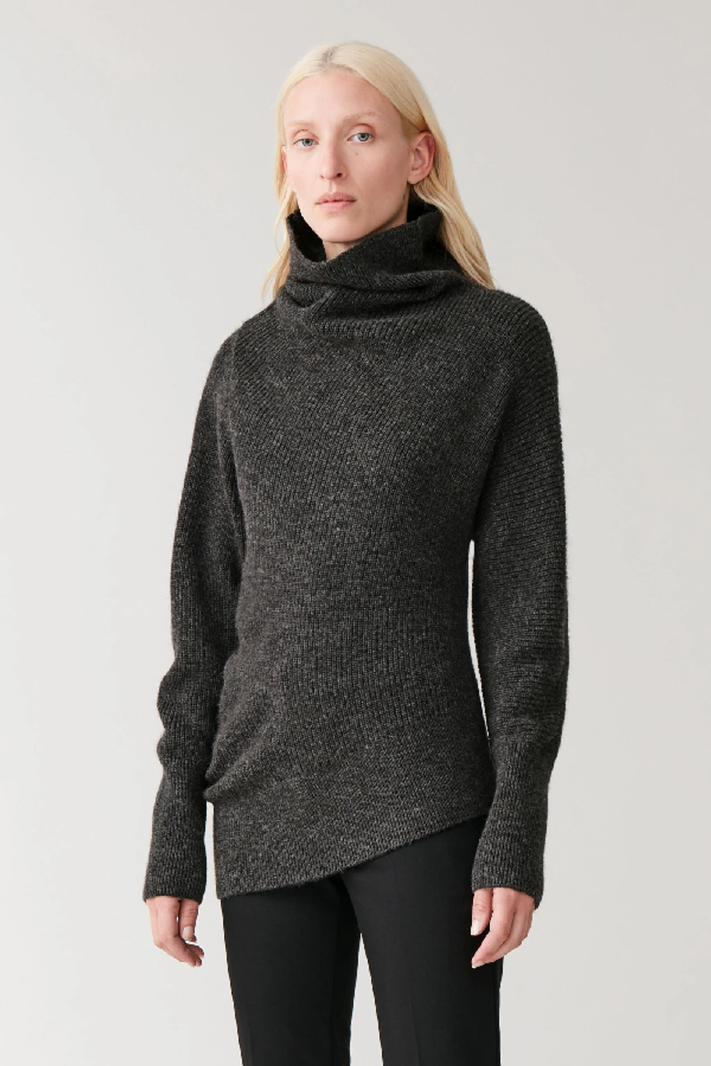cos draped-neck ribbed wool dress COS + Draped-Neck Ribbed Wool Dress