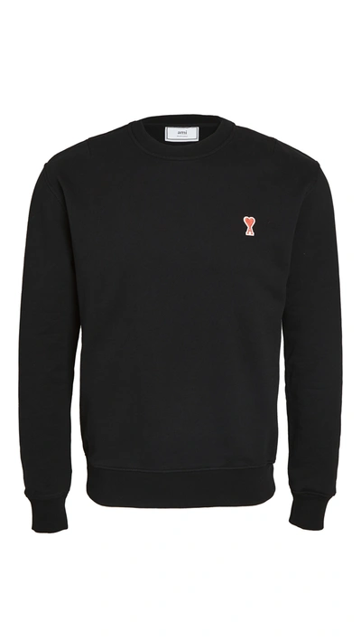 Ami Alexandre Mattiussi Logo-appliquéd Loopback Cotton-jersey Sweatshirt In Black