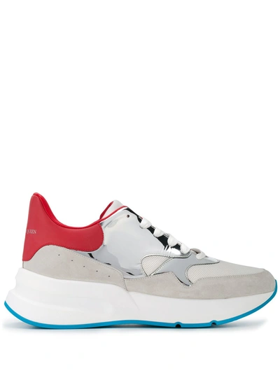 Alexander Mcqueen Oversize Running Sneakers In Red,white,silver