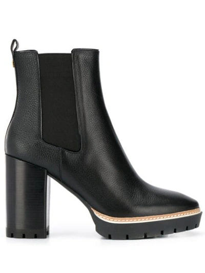 Tory Burch 100mm Miller Leather Ankle Boots In Black