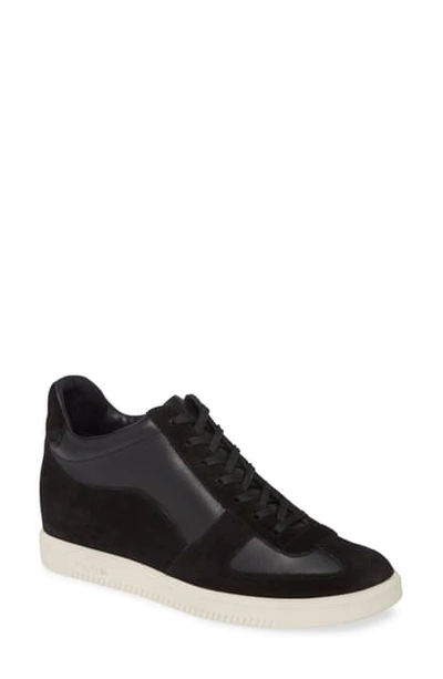 Vince Ina Suede/lux Leather Flatform Sneakers In Black