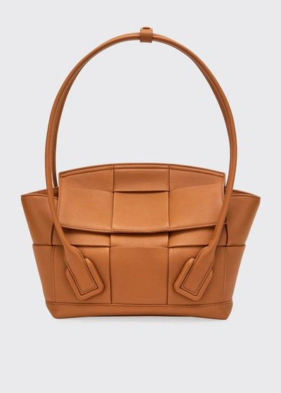 Bottega Veneta Arco 33 Mini Grainy Leather Top-handle Bag In Light Brown