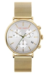 Ted Baker Mimosaa Chronograph Mesh Strap Watch, 41mm In Gold/ Silver/ Gold