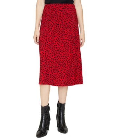 Sanctuary Animal-print Midi Slip Skirt In Red