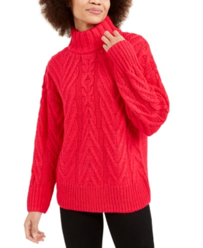 French Connection Nissa Chunky Cable-knit Sweater In Barberry