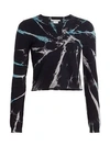 Alice And Olivia Alice + Olivia Ciara Tie-dye Cropped Sweater In Black/multi