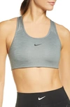 Nike Swoosh Dri-fit Racerback Sports Bra In Grey