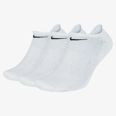 Nike Unisex Everyday Cushioned Training No-show Socks (3 Pairs) In 100 White/black