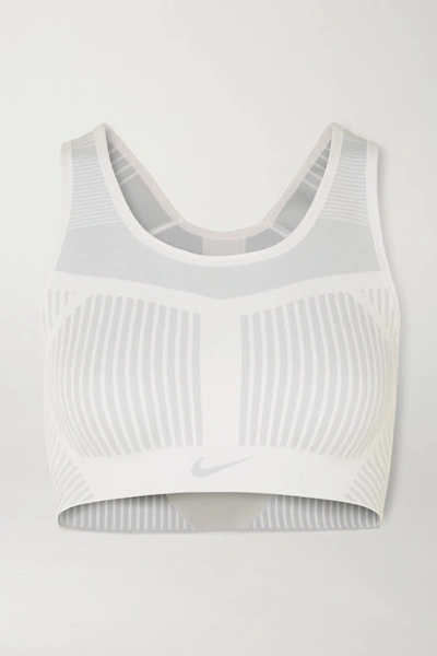 Nike Fe/nom Flyknit Women's High-support Sports Bra In White