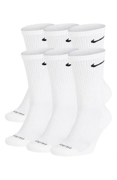 Nike Dry 6-pack Everyday Plus Cushion Crew Training Socks In White/black