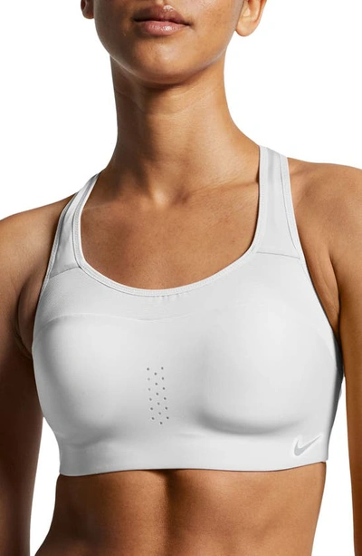 Nike Women's Alpha High-support Padded Keyhole Sports Bra In White/pure Platinum/pure Platinum